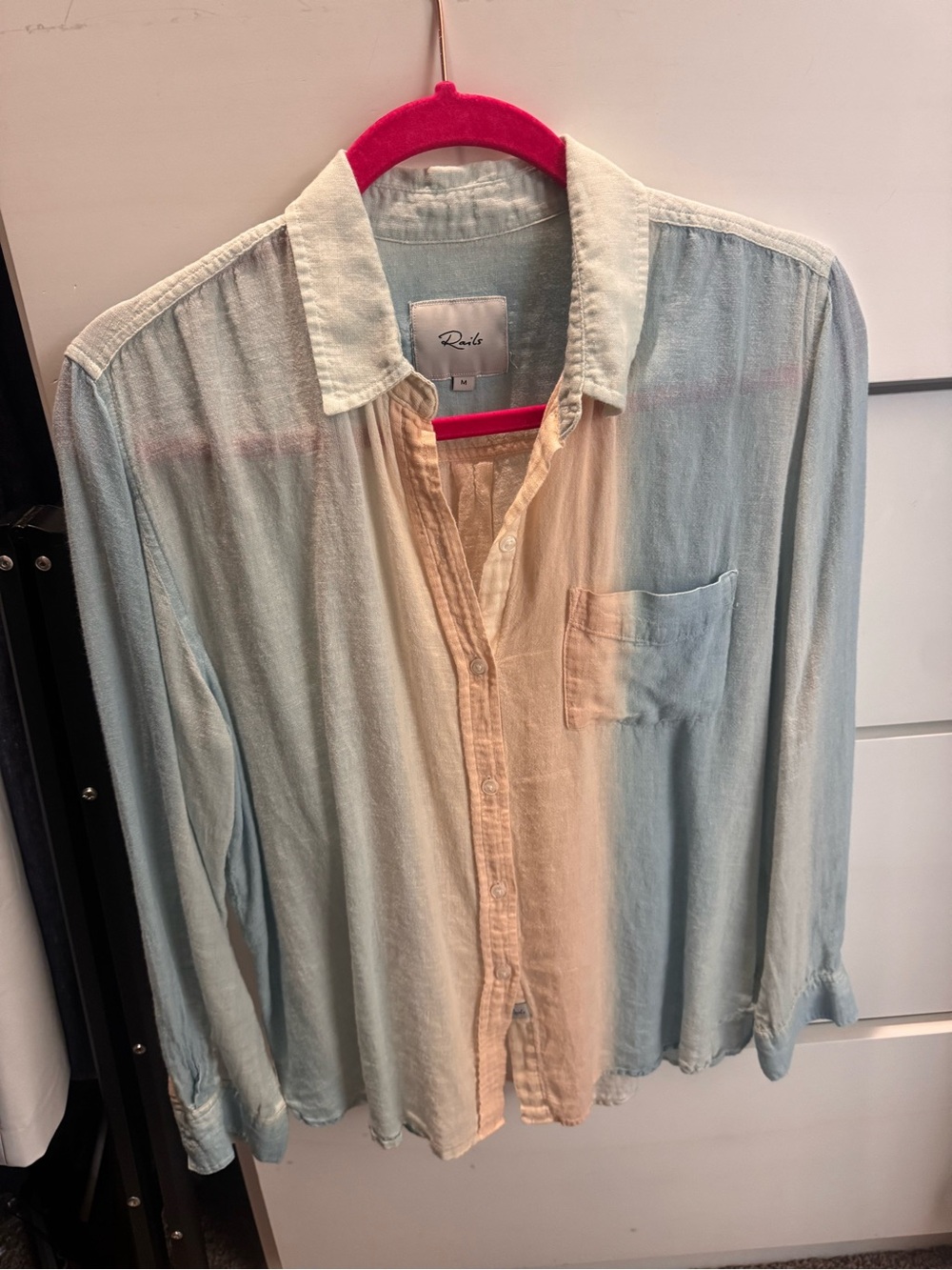 Rails Ellis Shirt Cotton Gauze Button Down Top Size M